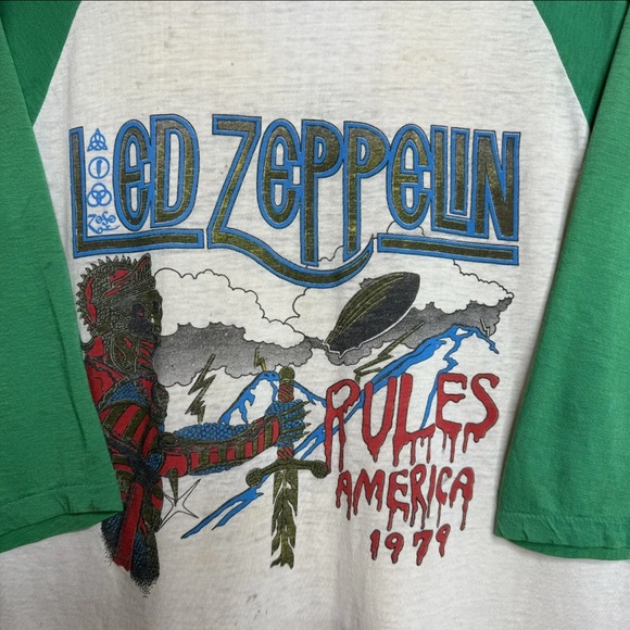 Vintage 1979 Led Zeppelin Rules American Tour Concert Shirt USA Made size Small - Picture 4 of 7